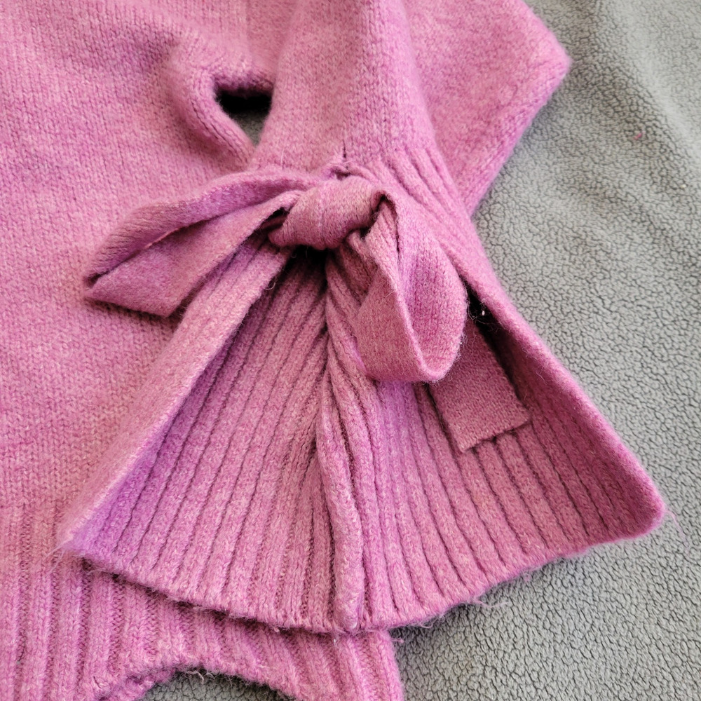 FOREVER 21 COMTEMPORARY Sweater cropped top purple scallooped slit arms cozy - Picture 9 of 13